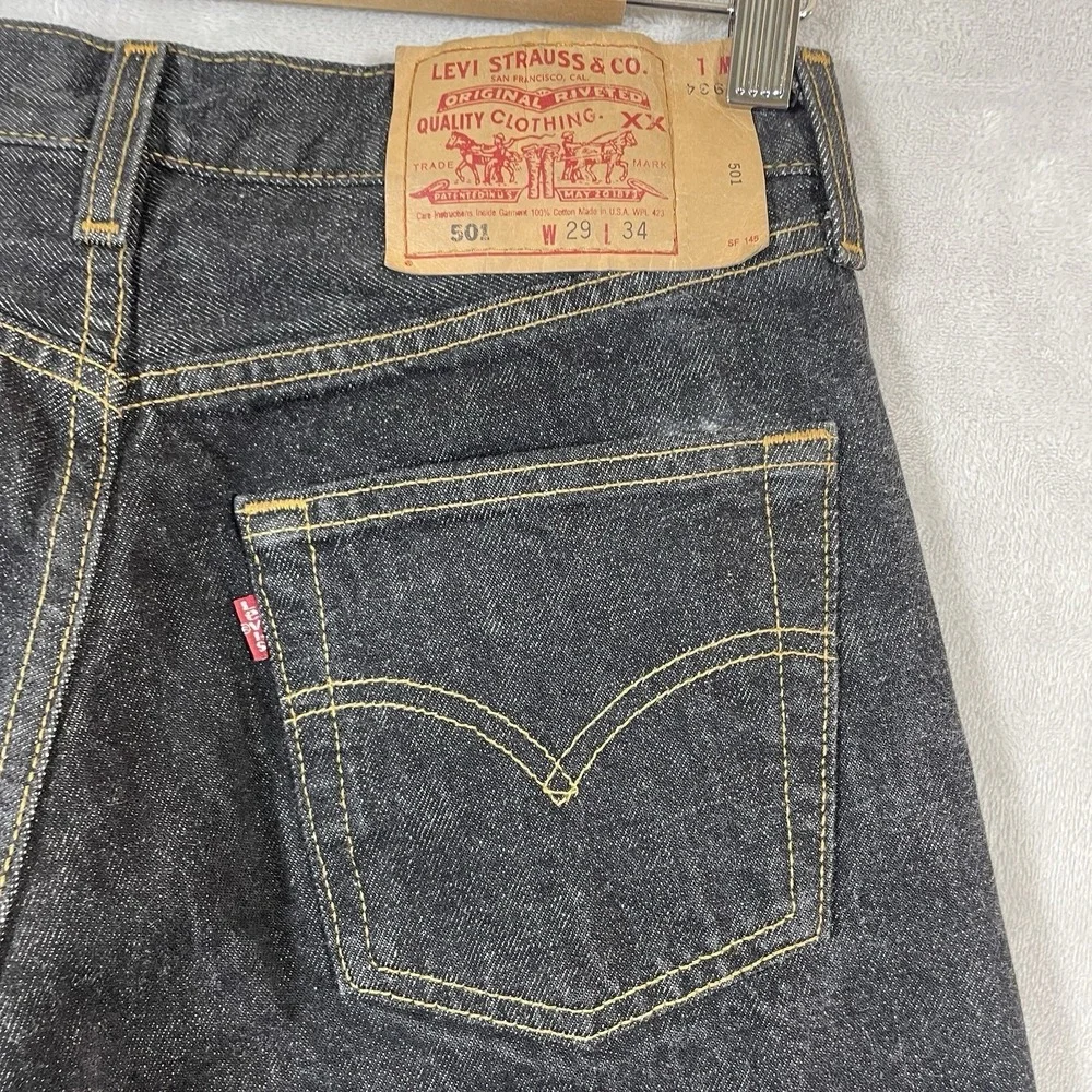 Vtg Black USA 501 Jeans Mens 29x34 (fit 28x33) Made in USA Excellent 501-0155